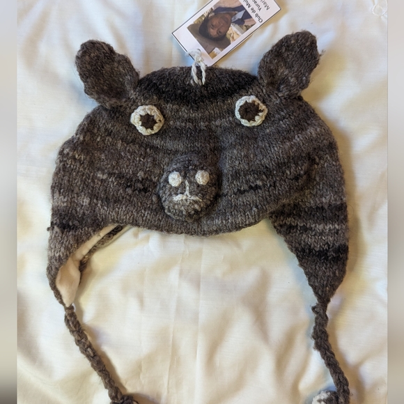 Handmade Peruvian Alpaca wool Adult Medium animal hat NWT - Picture 2 of 6